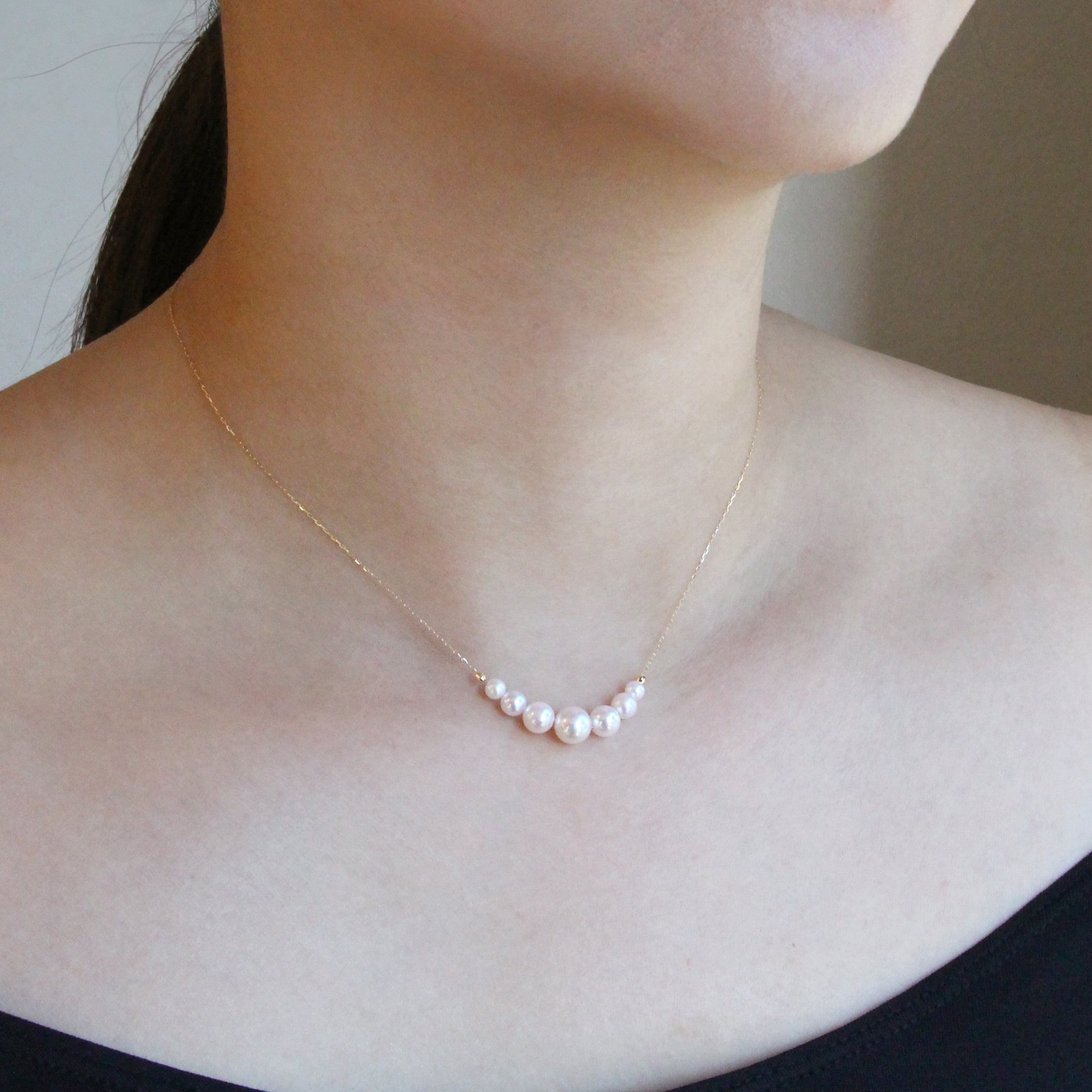 クリーム系美麗あこや本真珠のネックレス 本真珠ネックレス クリーム色 金具付き