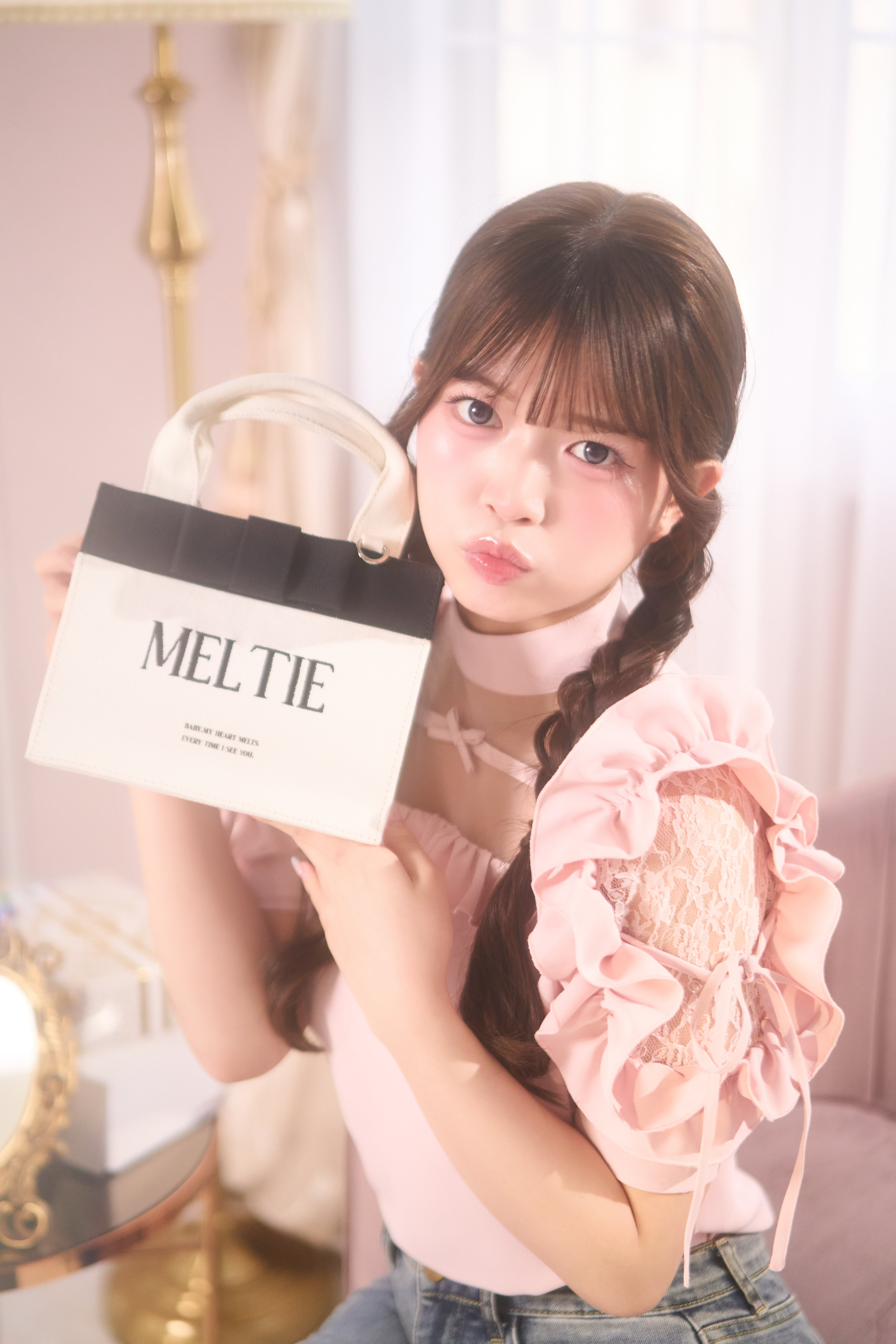 ribbon canvas tote bag〈SMALL〉