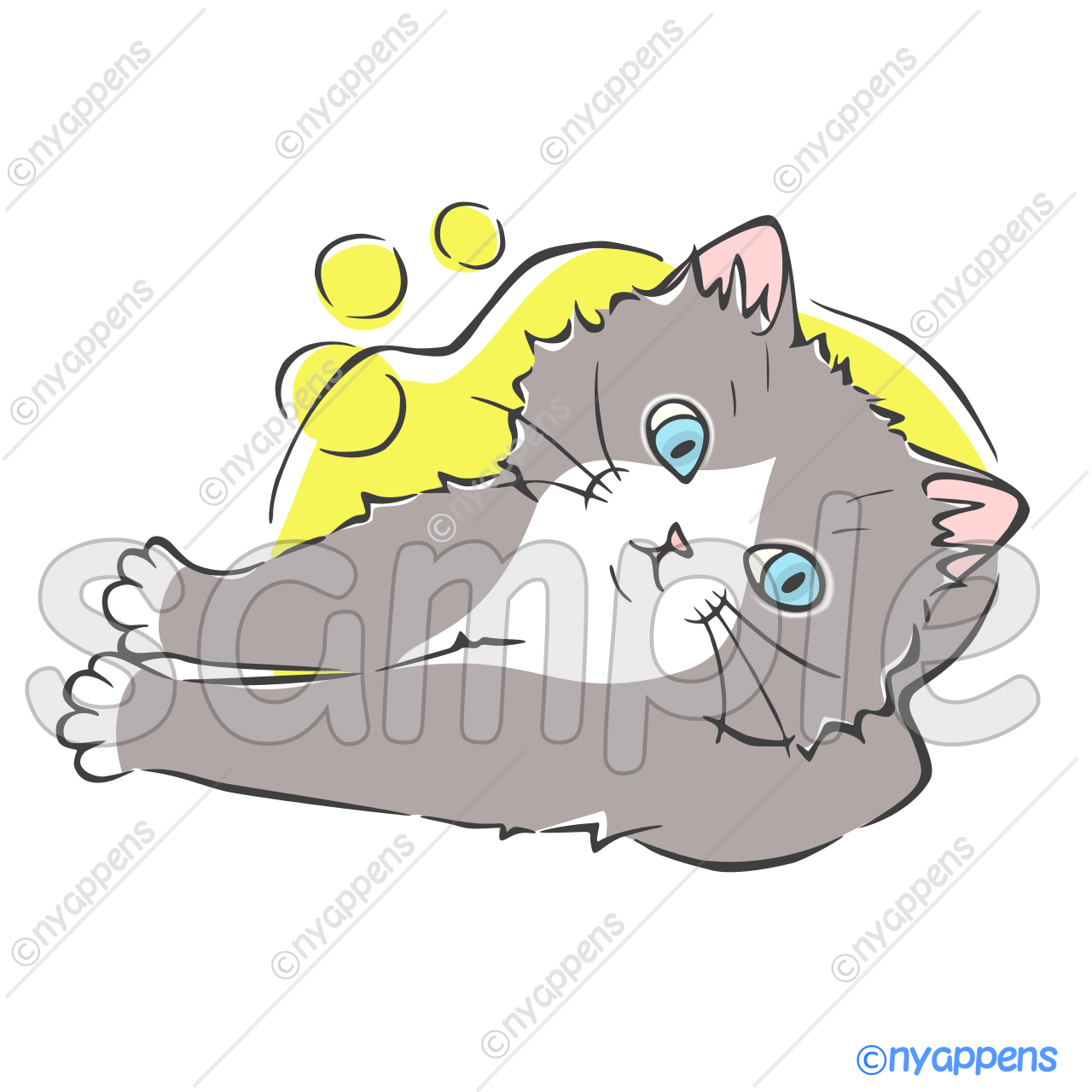 【商用利用OK】手書き猫イラスト<S16>まったり