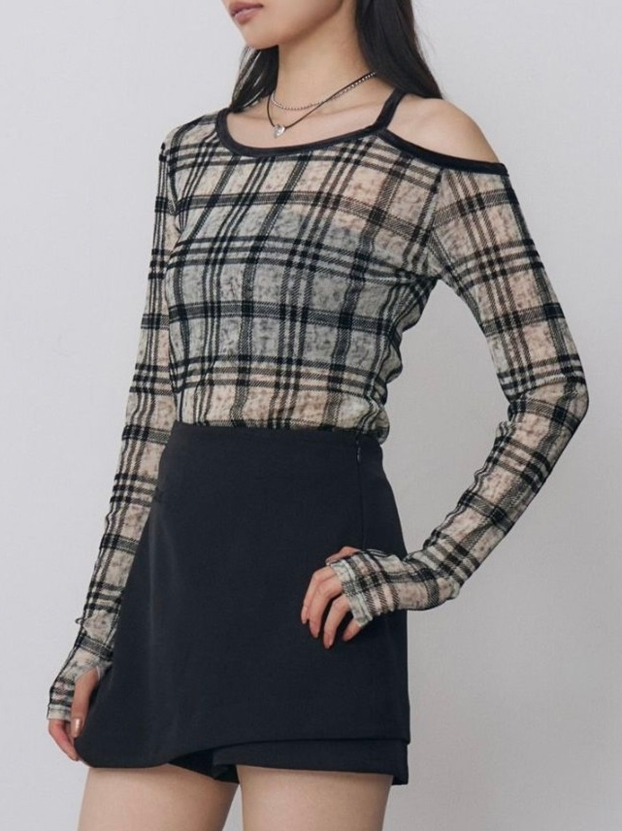 Check Sheer Top / IVORY - 3