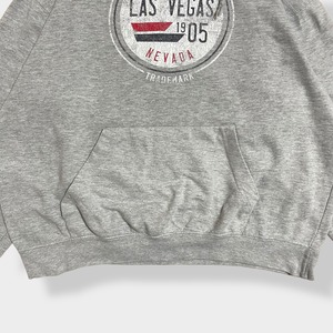 【Dodger】LAS VEGAS サークルロゴ プリント パーカー フーディー プルオーバー X-LARGE グレー 裏起毛 US古着