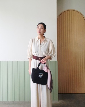 【SAMPLE / 1点限り】シルクスカーフ_展示・撮影使用品（PINK & BROWN）