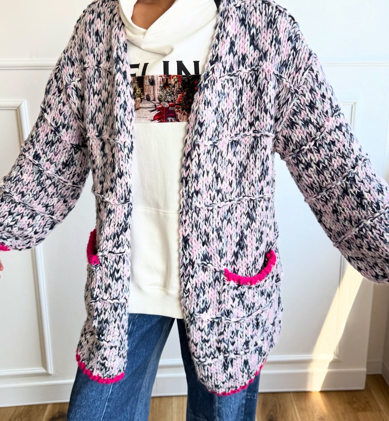 ミカーレミカーレ MICALLEMICALLE ミックスヤーン　ロングカーディガン