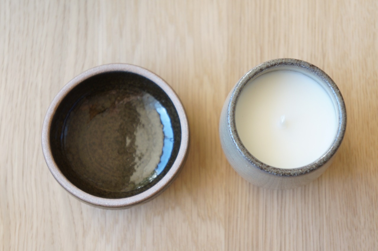 小石原焼　やままる窯　きのこカップキャンドル　MINT　①　[1-489]