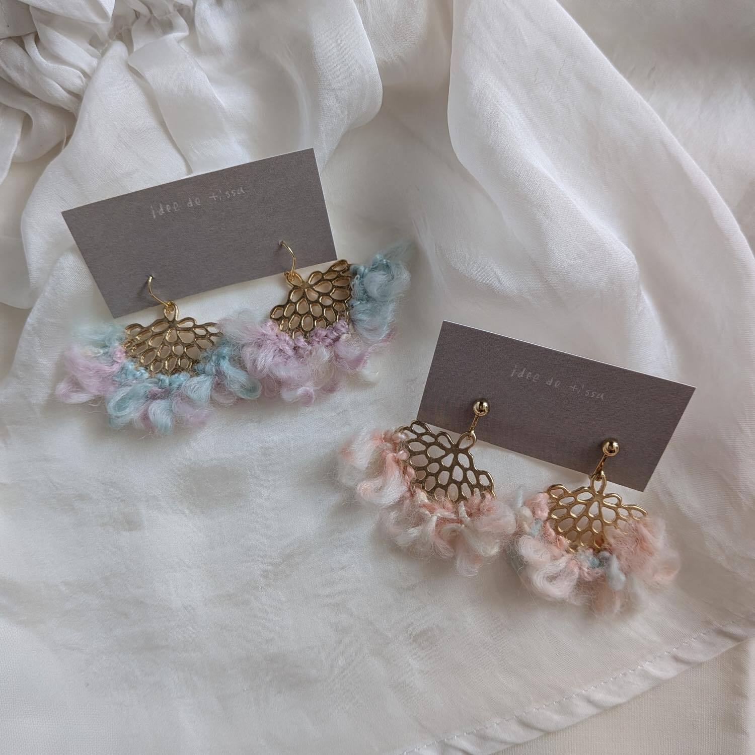 idee de tissu 透かしの光と鱗の耳飾り