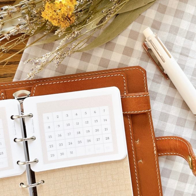 【はんぶんこリフィル上半分用】ミニ6サイズ/カレンダー型トラッカー