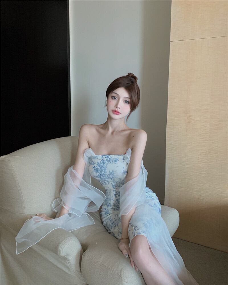 フローラルドレス メッシュホルターショートスカート サマーウェストトップス 夏物 花柄 ブラックストロベリース25427549015