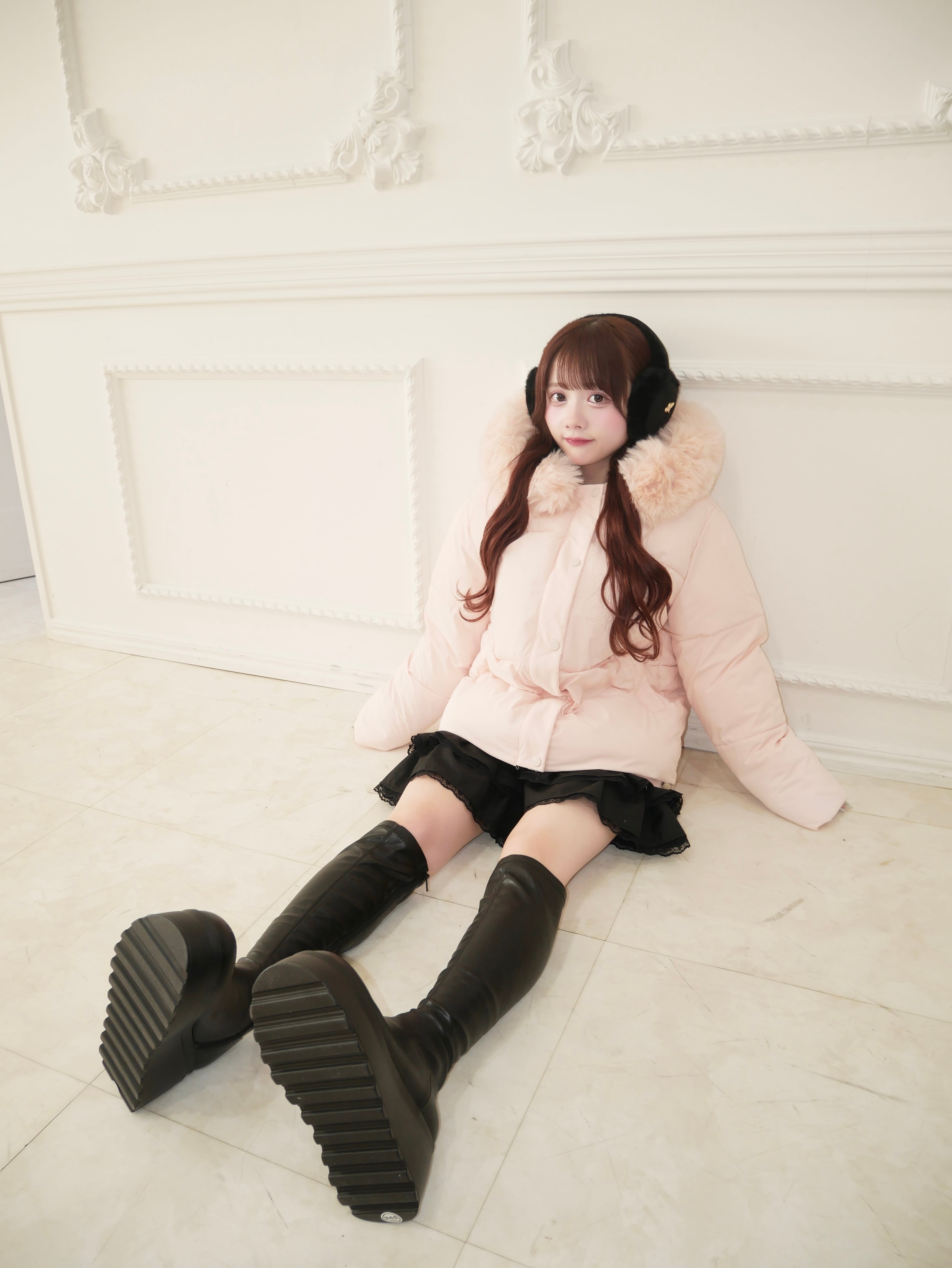 milky pink down jacket