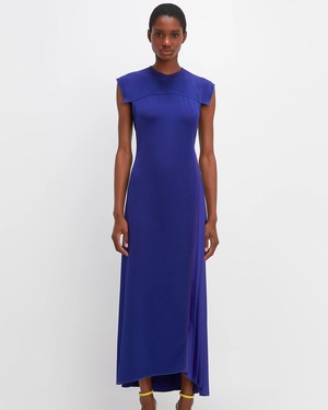 【Victoria Beckham】Cap Sleeve Midi Dress In Electric Blue