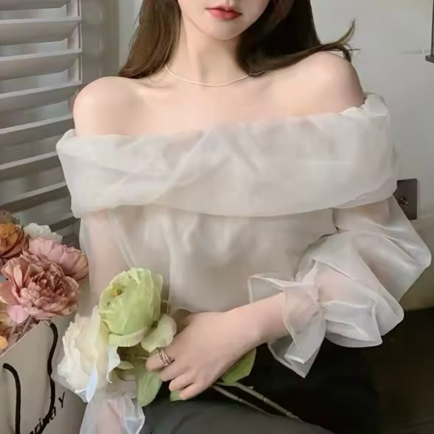 シフォンオフショルブラウス