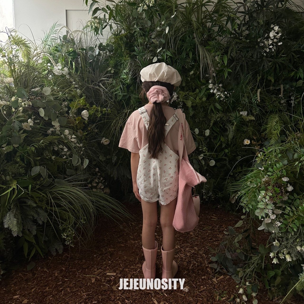【jejeunosity】コットンベリーショートオーバーオール サロペット ピンクフラワー 90〜120cm 240520 - 3