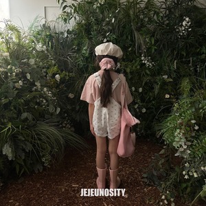 【jejeunosity】コットンベリーショートオーバーオール サロペット ピンクフラワー 90〜120cm 240520