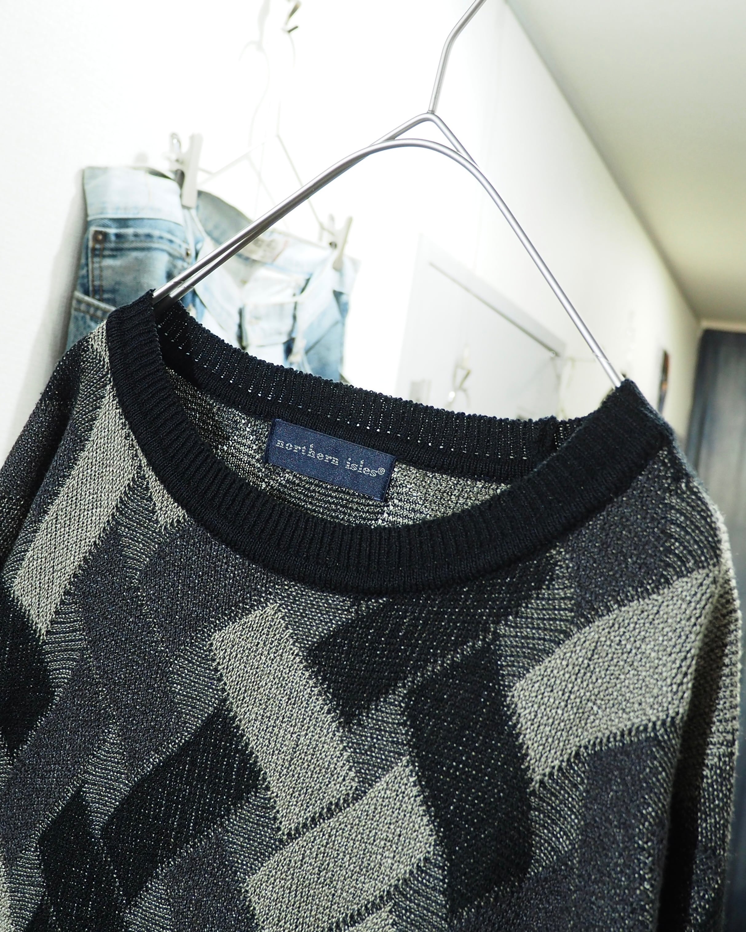 1990s " northern isles " Monotone Intrecciato Pattern Vintage Loose Knit