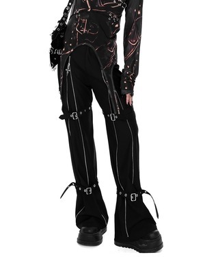 【予約】double zipper punk black pants