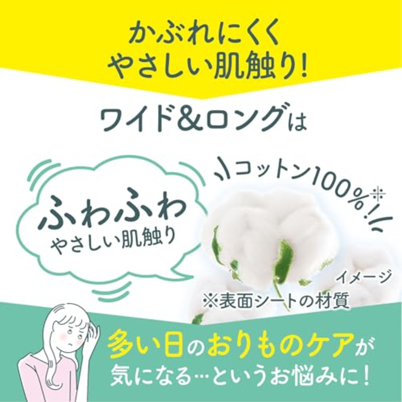 サラサーティ コットン100 ワイド&ロング ちょっとだけ大きい安心サイズ 無香料 おりものシート 40個 小林製薬