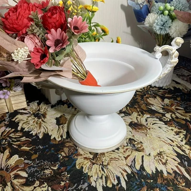 ヴィンテージメタルフラワーベース 大型 フレンチアンティークスタイル