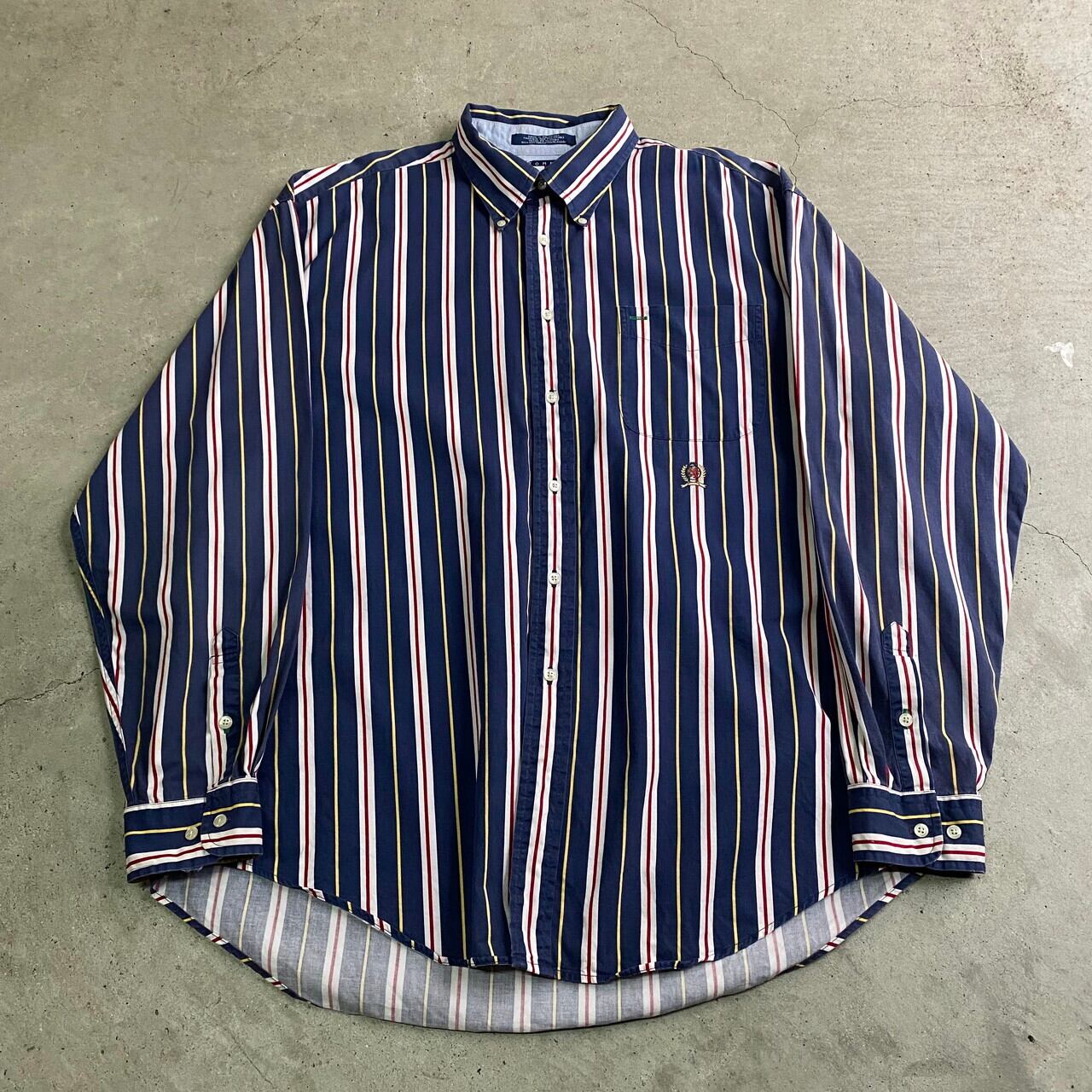 90s トミーヒルフィガー ヴィンテージストライプシャツ　ボタンダウンシャツ
