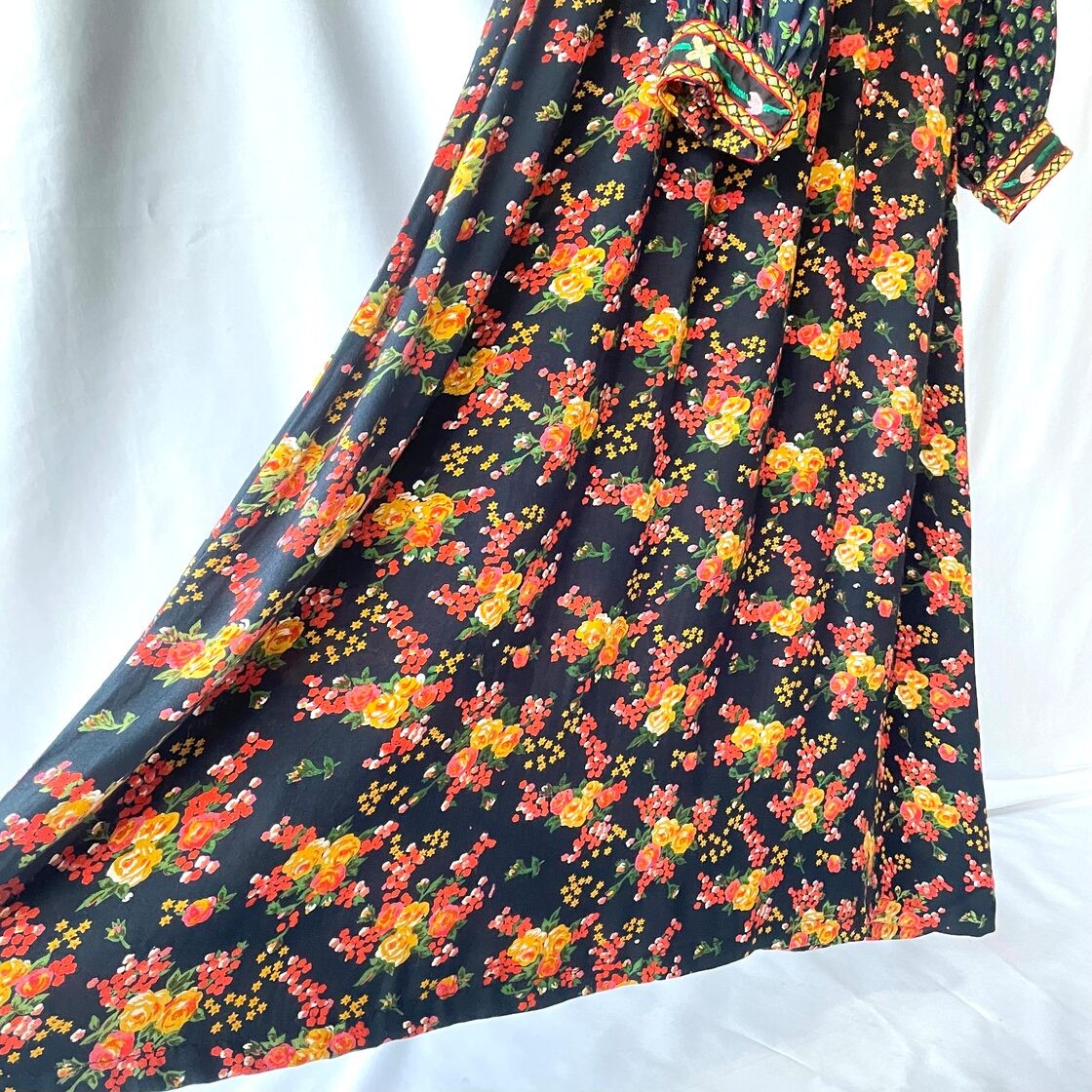 70s vintage Afghanistan floral maxi onepiece アフガンレーヨン 