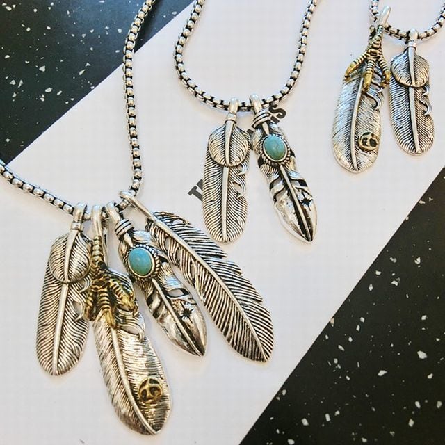 【BISITE】選べる3パターン！フェザー ターコイズ ネックレス ペンダント / Feather turquoise necklace  pendant (DCT-543987144907) | Value Rave Notice(バリューレイヴノーティス) |
