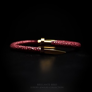 《PAJELON》wine red leather bracelet YG