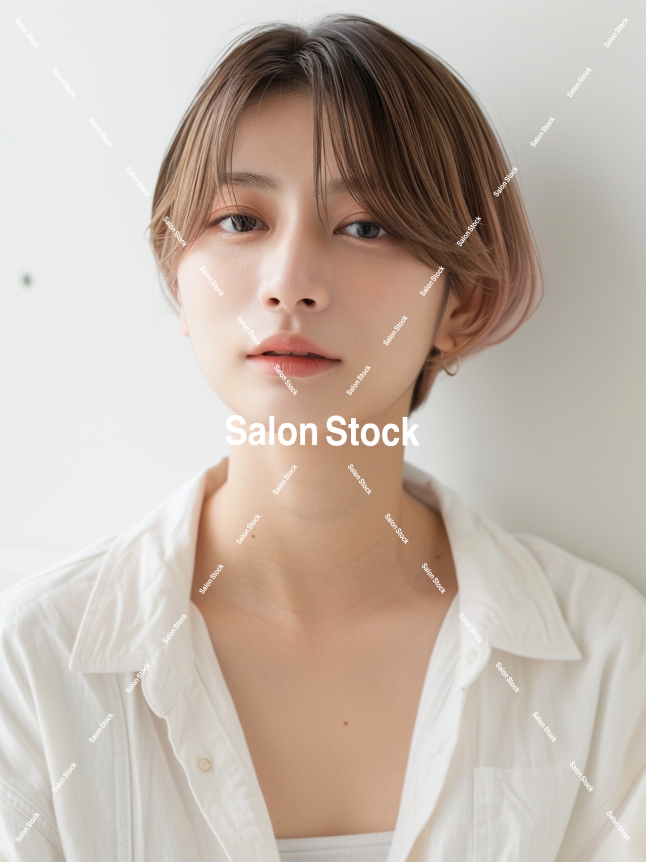 【レディース】ハイトーン毛流れひし形ボブ