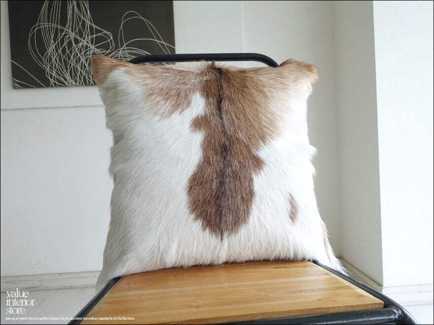 毛皮クッションカバー PUTI-05 天然皮革 北欧 本皮 レザー 正方形 手作り レトロ調 エスニック 45cm×45cm idaputi