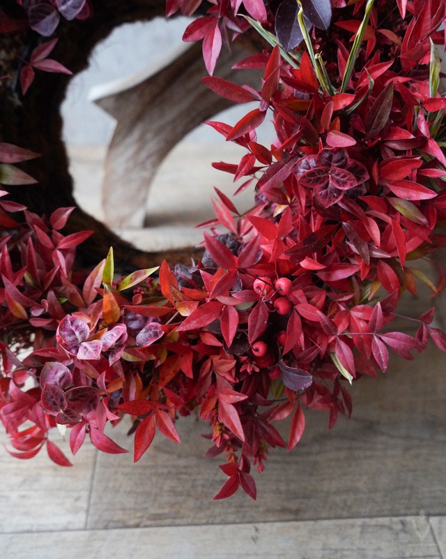 【植え込み作品】南天のリース35cm（送料込み）