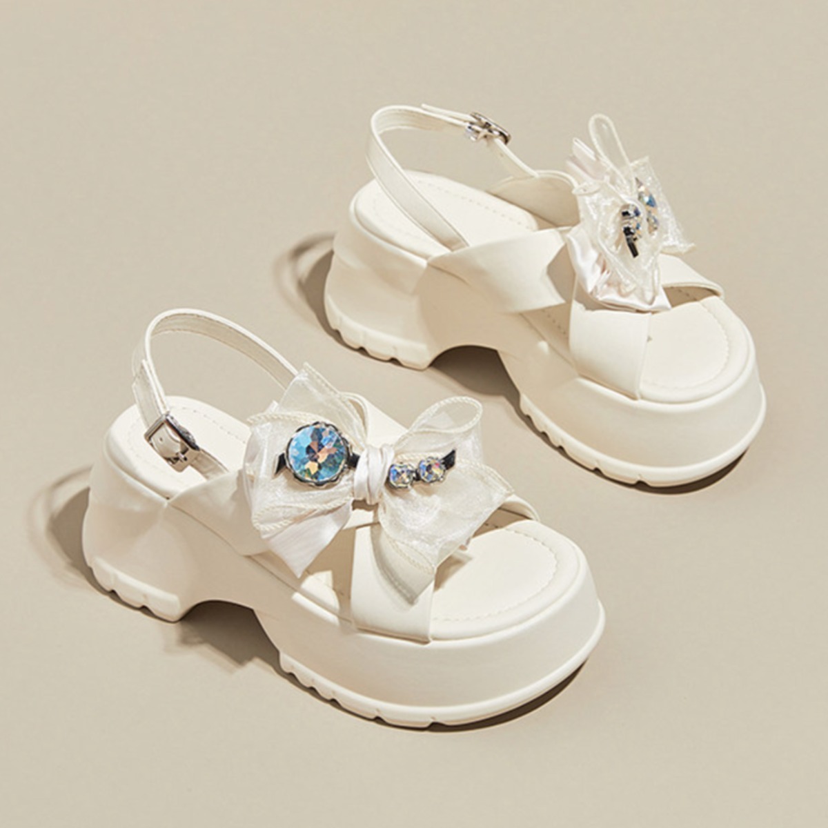 ribbon decorated platform sandals m0176 | millems