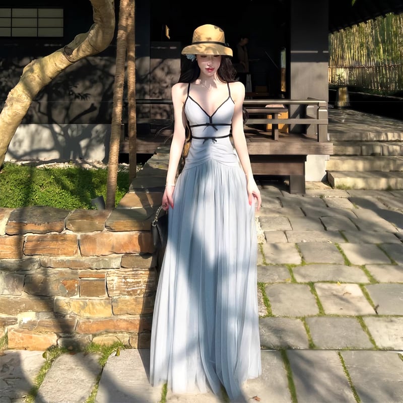 【dress】ロングチュールキャミワンピース Q8373