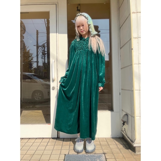 velours dress : green