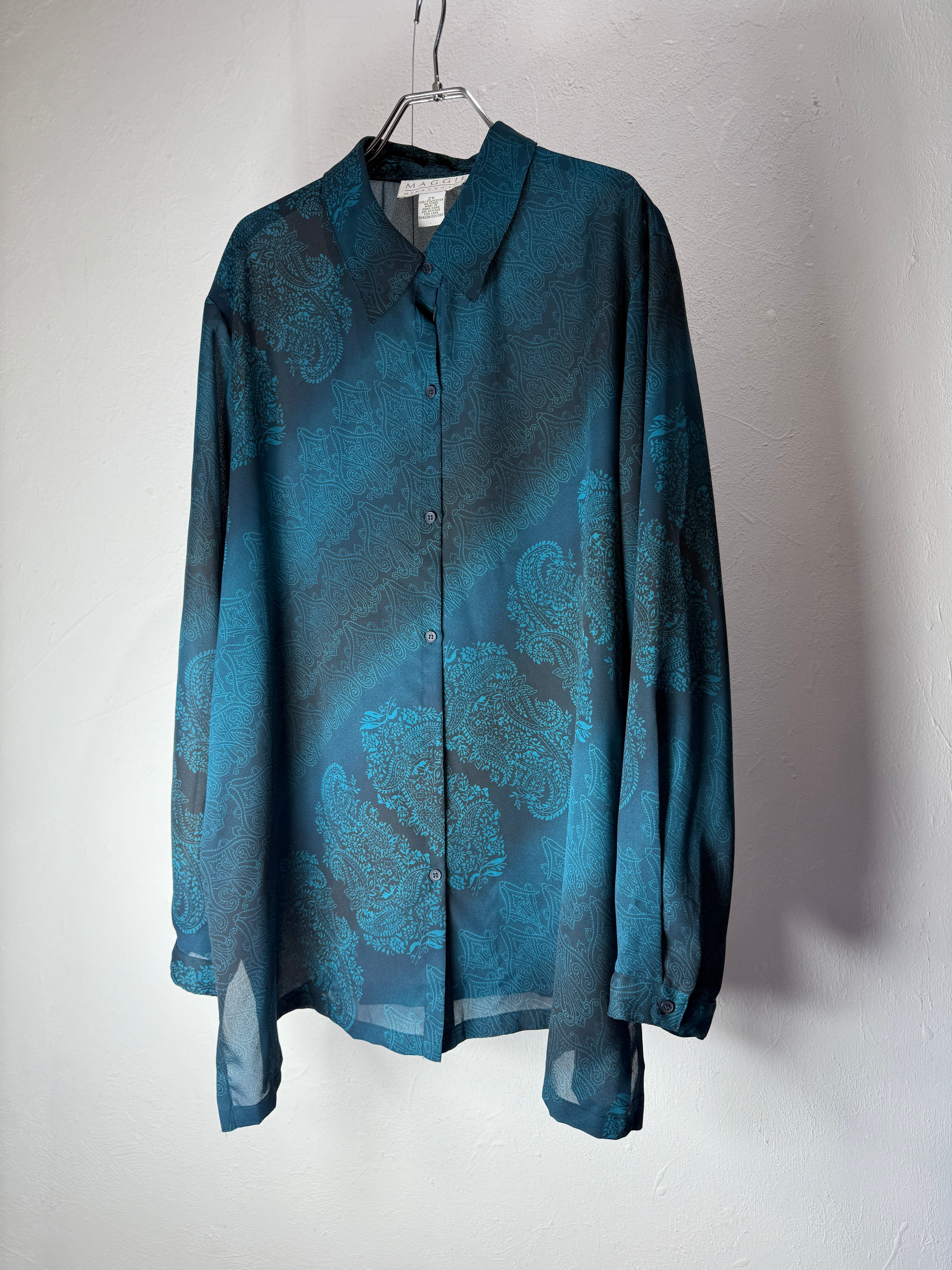 90s Sheer Paisley Pattern Shirt