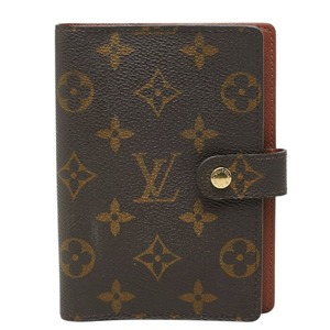ルイ ヴィトン モノグラム アジェンダPM 6穴式 手帳カバー R20005 ブラウン PVC レザー ユニセックス LOUIS VUITTON 中古