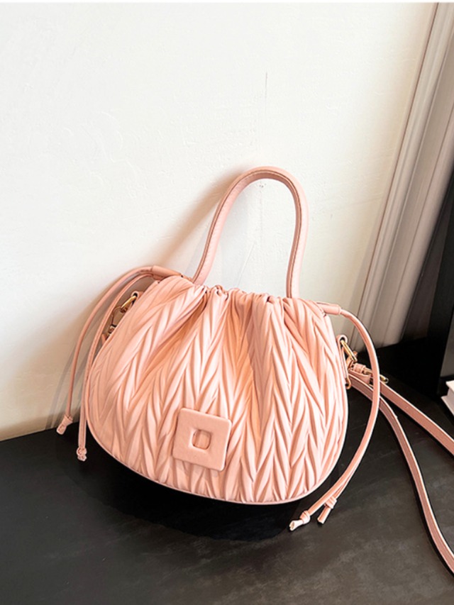 3colors ：：Soft Pleated Drawstring Bag