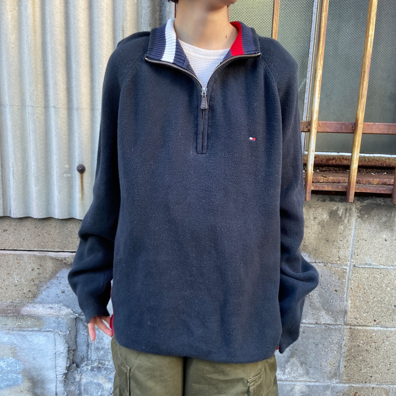 TOMMY HILFIGER トミーヒルフィガー ハーフジップ コットンニット 