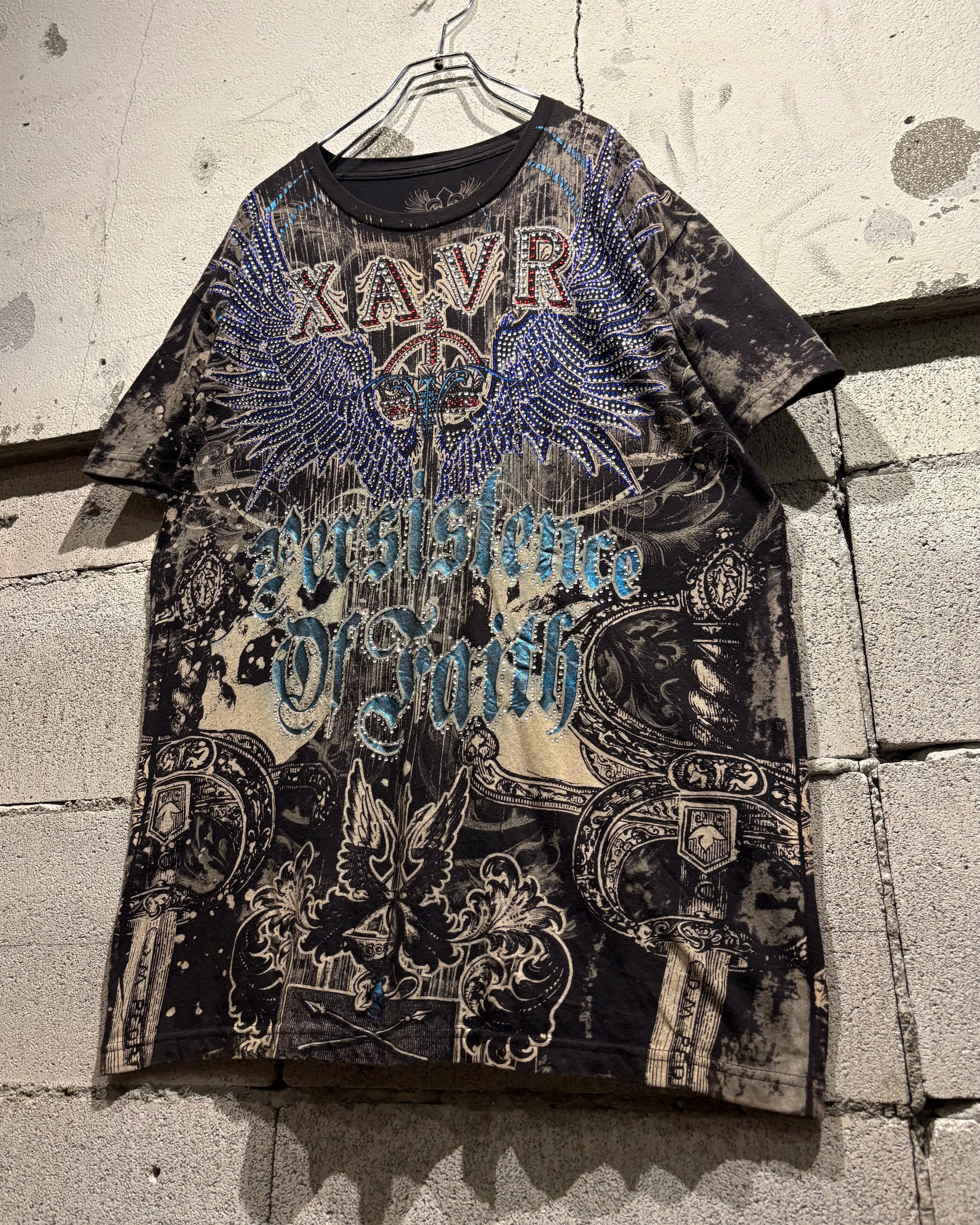 Caka otto】“XZAVIER” Special Gothic Design Rhinestone Decoratinn T