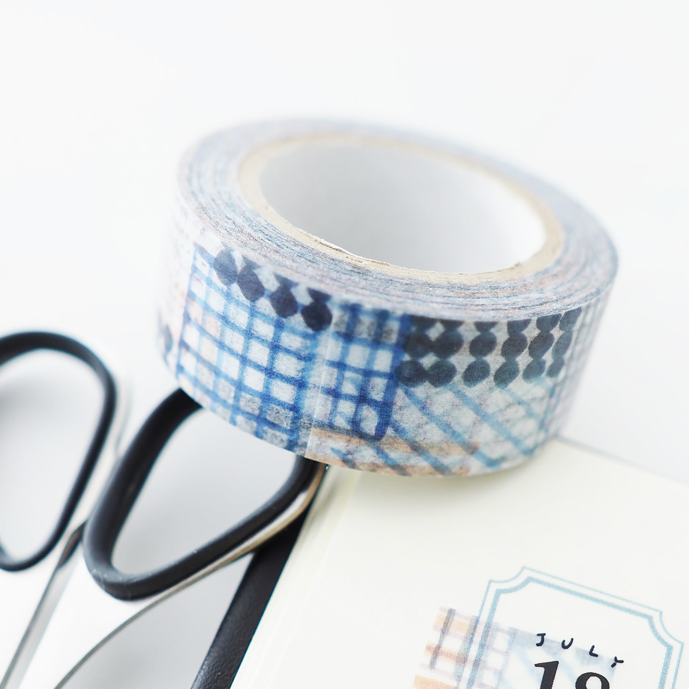 028 青いインクの幾重｜18mm｜マスキングテープ | ASANEL