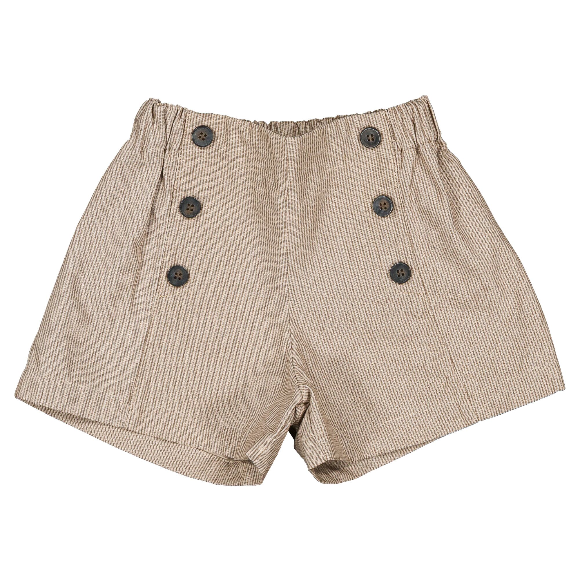 【予約・特典あり】Maison Marelle / Short SEVRES - thin beige stripes / 10Y~12Y