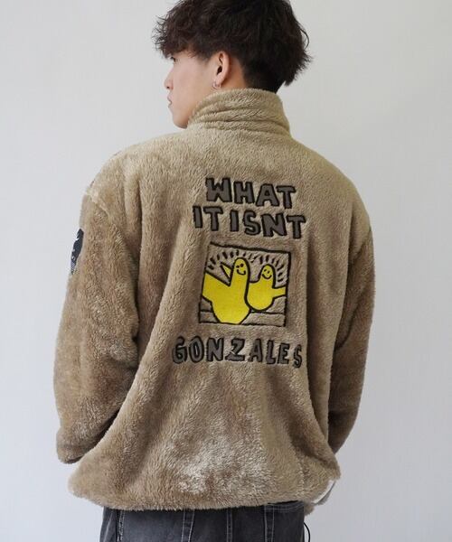 【(What it isNt)ART BY MARKGONZALES / (ワットイットイズント) アートバイ マークゴンザレス 】別注 シャギーボアスタンドカラーブルゾン ベージュ 2H7-64394