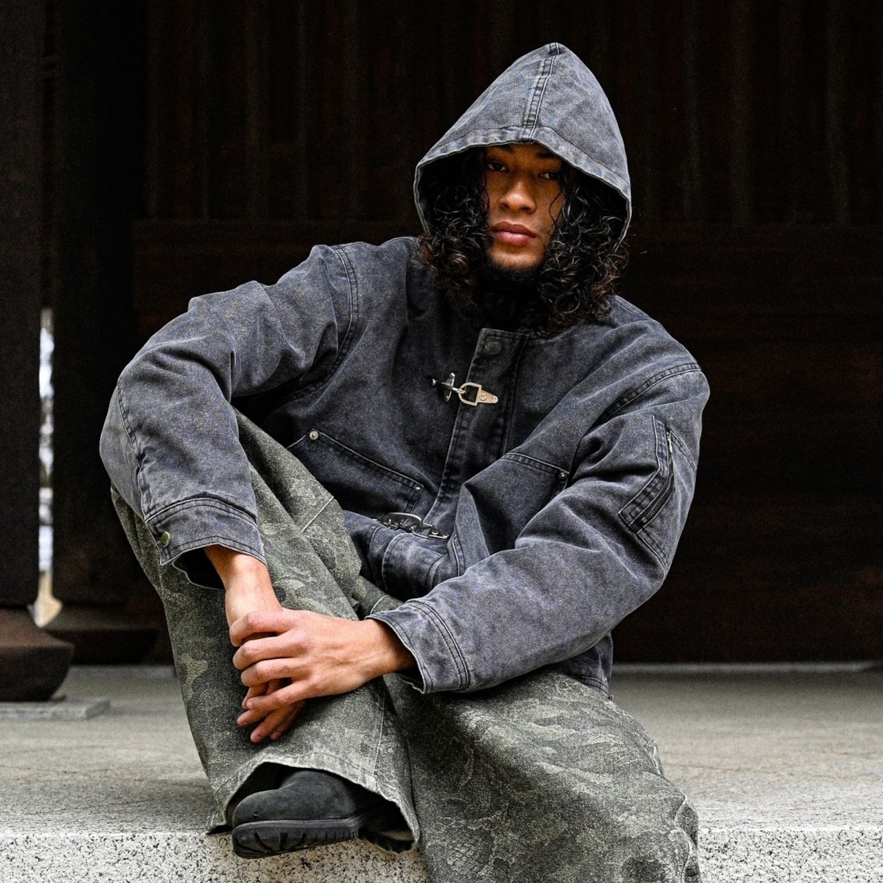 SIGNATURE LOGO WASHED CANVAS FIREMAN JACKET