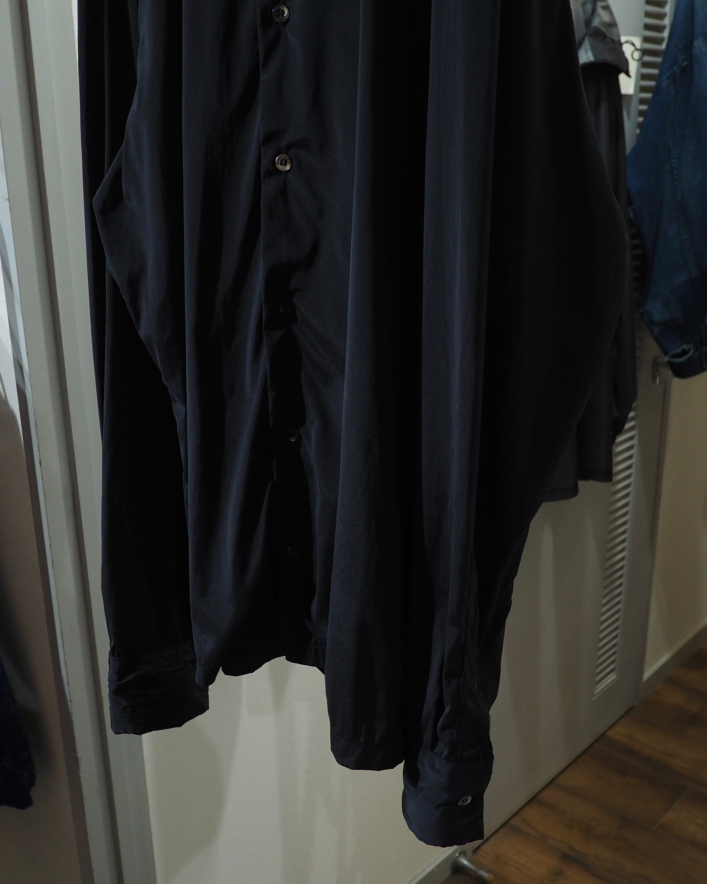 1990 - 00s " 5351 Pour Les Hommes " Black Pointed Collar Archive Drape Shirt