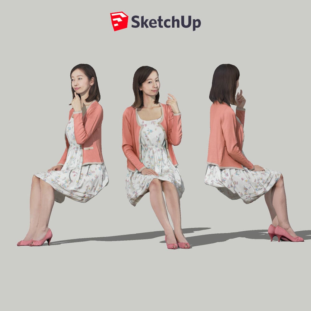 SketchUp素材　3D人物モデル ( Posed ) 091_Aya - 画像1