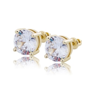 s925 Round Cut Stud Earrings 6mm 【GOLD】
