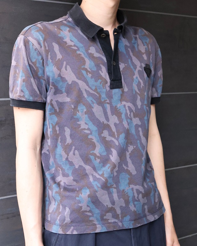 【prada】compact camouflage polo top