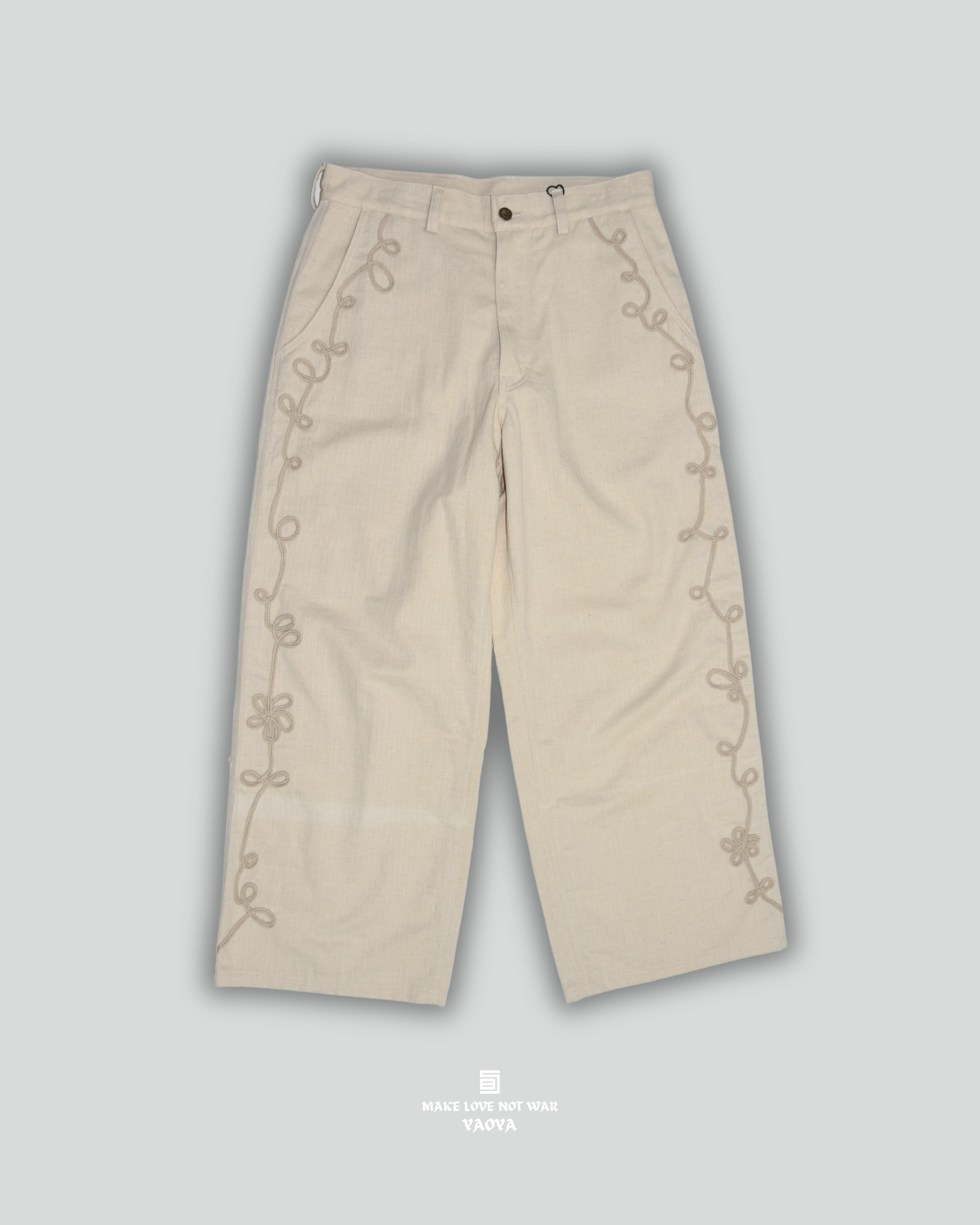 13 NATURAL-COLORED FLORAL PANTS