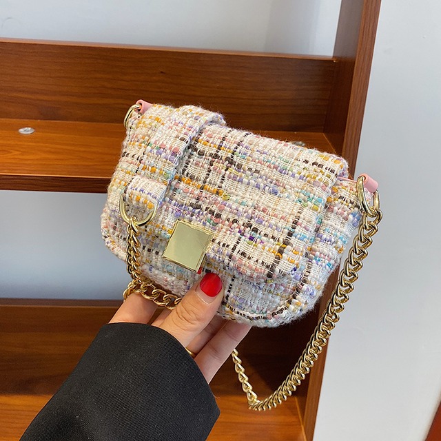 オータムミニチェーン 秋物 スクウェア メッセンジャーバッグ 手作りハンドバック27524358314