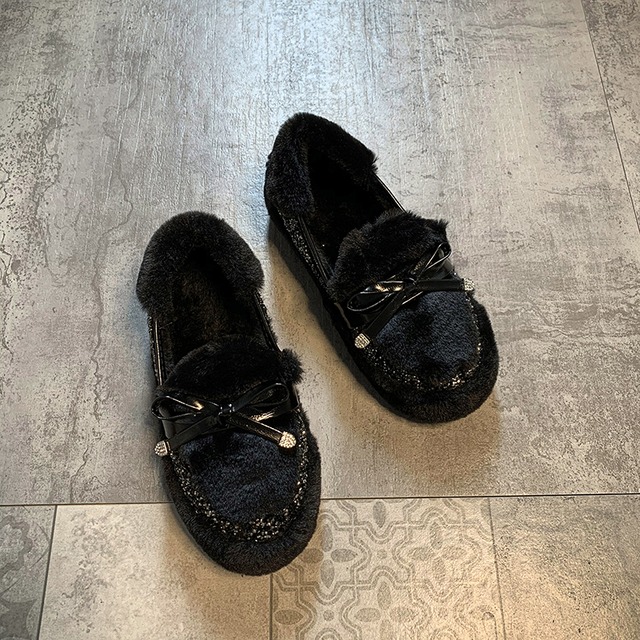 ウィンターオータムスウェードリボン 靴 シューズ 秋物 冬物 フェイクシューズ26451284329