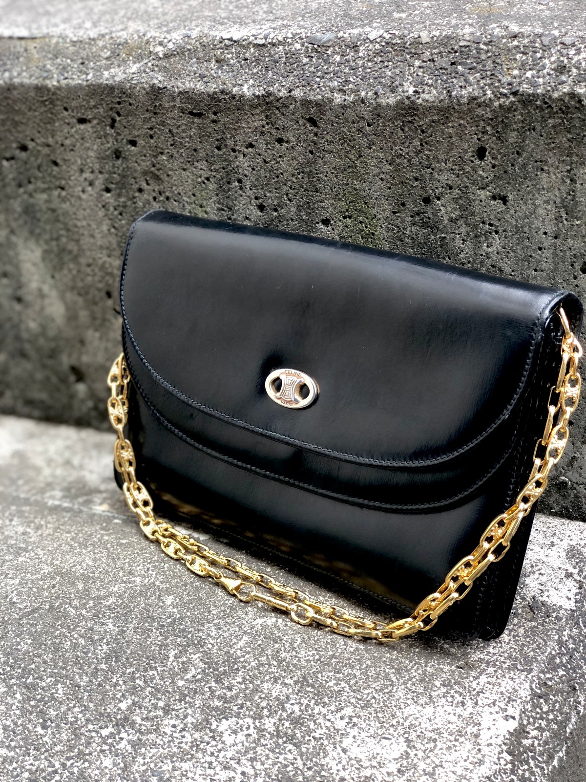 CELINE セリーヌ トリオンフ レザー チェーン ミニバッグ ショルダー 