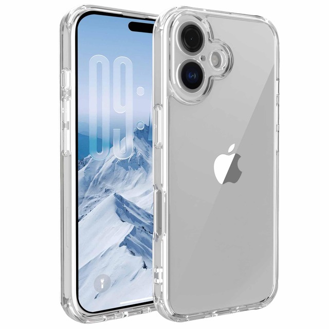 PINLISHENG iPhone 17 用ケース 黄ばみにくい 米軍MIL規格 スマホケース クリア PC背面(透明)