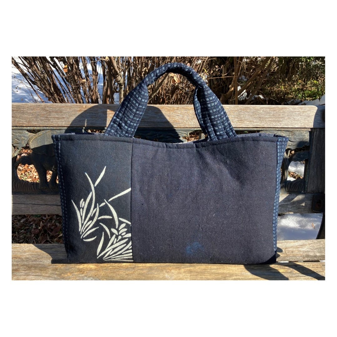 古布リメイクがま口バッグ 留袖 鳥 刺繍