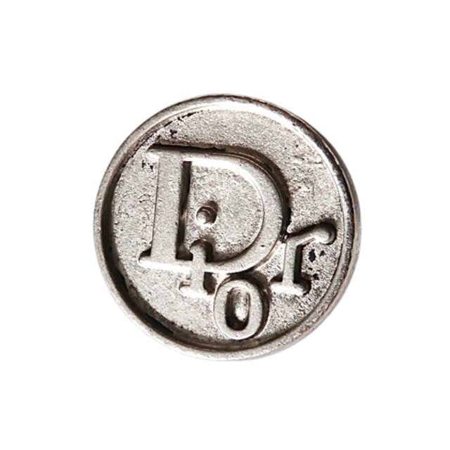 【VINTAGE Christian Dior BUTTON】メタルシルバーロゴボタン 18mm D-26003